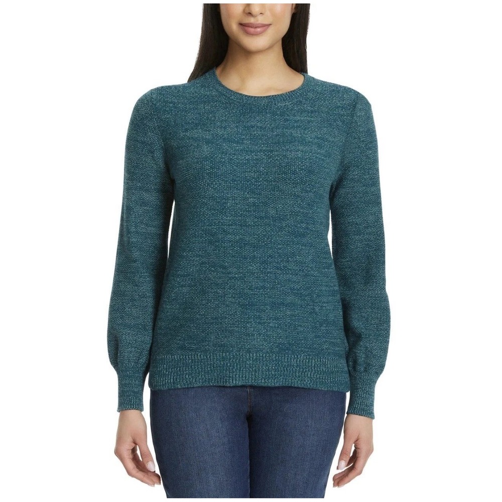 NWT Gloria Vanderbilt Women's S Green Crewneck Sweater Viscose Blend d2538